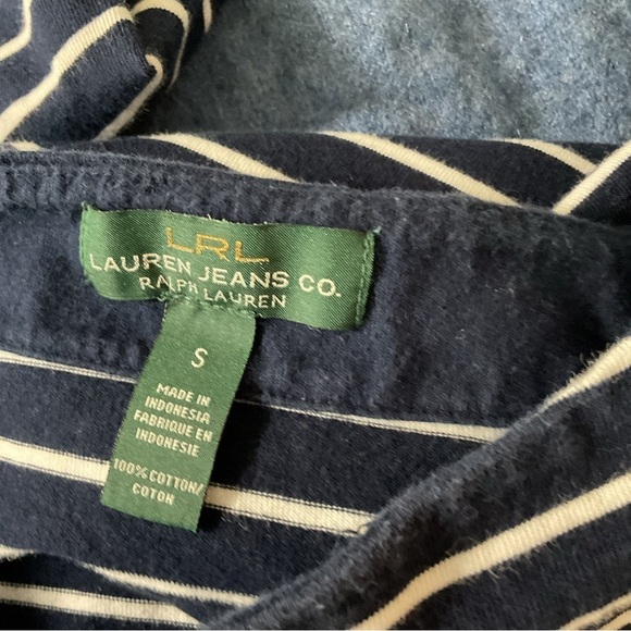 Classic Ralph Lauren Navy/White Blue Stripped Dress Size S. MIDI Length Coastal - Picture 6 of 6